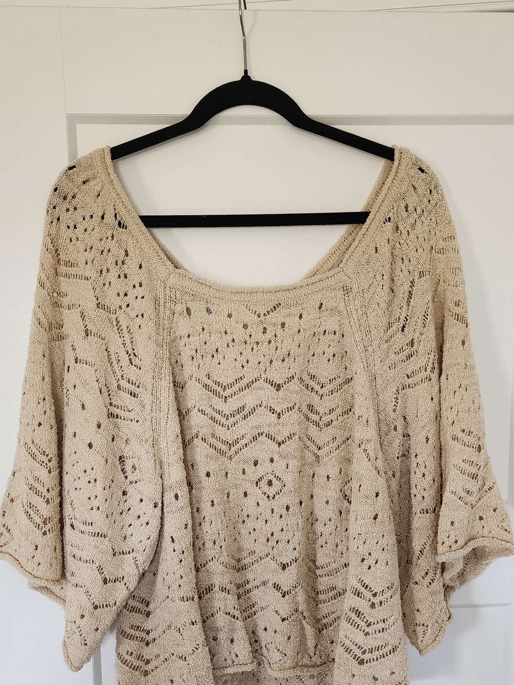 Sundance Cream Open-Knit Off-the-Shoulder Sweater